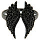 Ring AMEN in 925 silver, rhodium black angel wings with black cubic zirconia  s2
