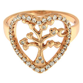 AMEN ring in 925 silver with tree of life and white rhinestones