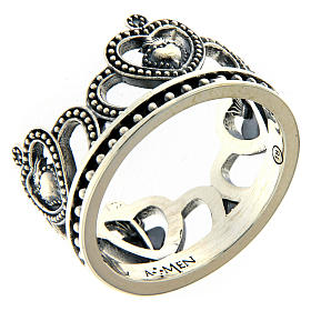 Ring AMEN 925 silver with burnished crown