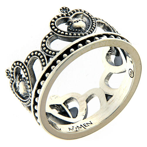 Ring AMEN 925 silver with burnished crown 1