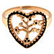 AMEN ring in pink 925 silver with tree of life and black rhinestones s2
