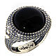 AMEN ring 925 burnished silver and onyx cabochon s1