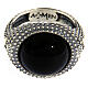AMEN ring 925 burnished silver and onyx cabochon s2