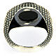AMEN ring 925 burnished silver and onyx cabochon s3