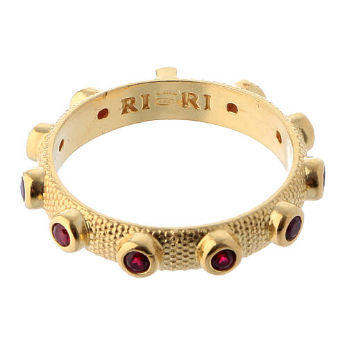 Rosary ring 800 silver gilt red zircons 3
