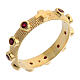 Rosary ring 800 silver gilt red zircons s1