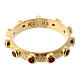 Rosary ring 800 silver gilt red zircons s3