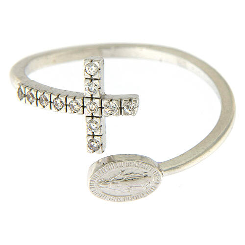 Ring Silber 925 wunderbare Medaille und Kreuz mit Zirkonen 3