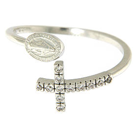 Bague médaille miraculeuse argent 925 et zircons blancs s2