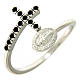 Ring with miraculous medal in 925 silver and black rhinestones s1