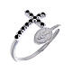Ring with miraculous medal in 925 silver and black rhinestones s1
