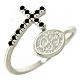 Ring with St. Benedict's medal in 925 silver and black rhinestones