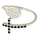 Ring with St. Benedict's medal in 925 silver and black rhinestones s2