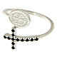Ring with St. Benedict's medal in 925 silver and black rhinestones s2