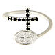 Ring with St. Benedict's medal in 925 silver and black rhinestones s3