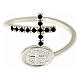 Anillo plata 925 medalla San Benito y cruz con zircones negros s3