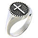 AMEN ring with medal in burnished 925 silver with cross s1