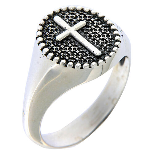 AMEN ring medal of 925 burnished silver with cross 1