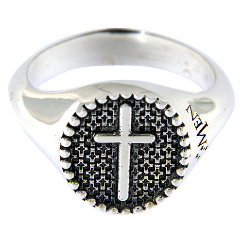 AMEN ring medal of 925 burnished silver with cross 3