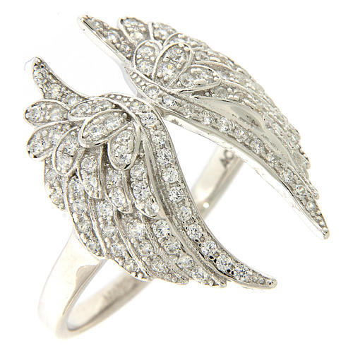 AMEN ring with wings in 925 silver with rhinestones 1