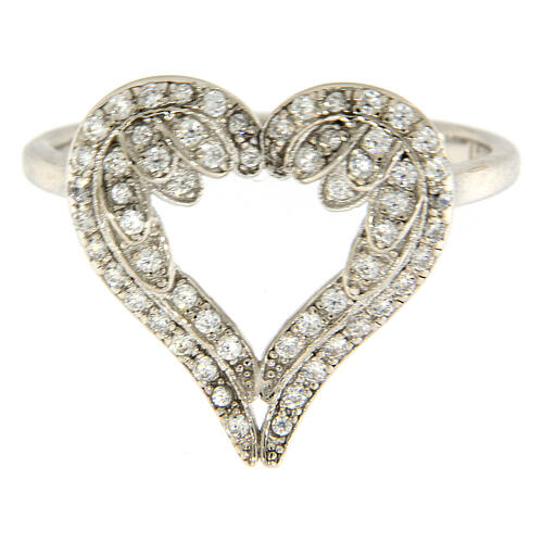 AMEN ring, heart-shaped wings, 925 silver and zircons 3