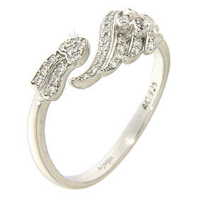 AMEN ring, wing-shaped, 925 silver and white zircons