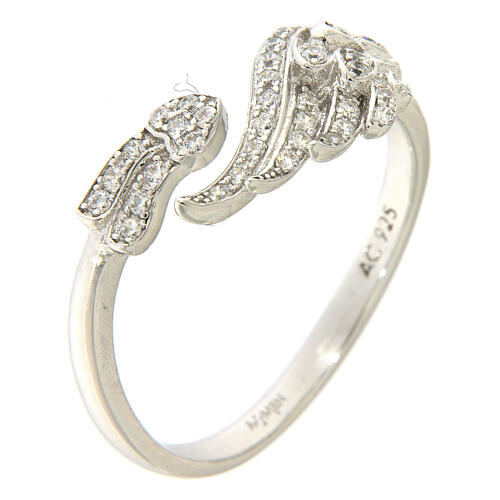 AMEN ring, wing-shaped, 925 silver and white zircons 1