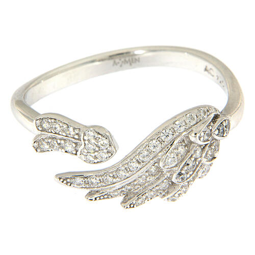 AMEN ring, wing-shaped, 925 silver and white zircons 2