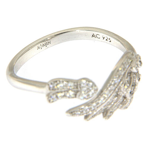 AMEN ring, wing-shaped, 925 silver and white zircons 3