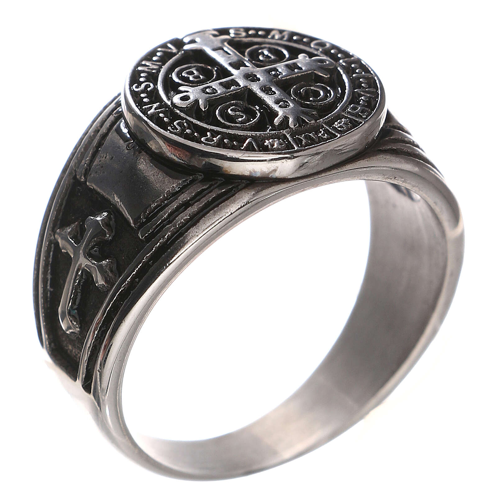 Stainless steel ring Saint Benedict | online sales on HOLYART.co.uk