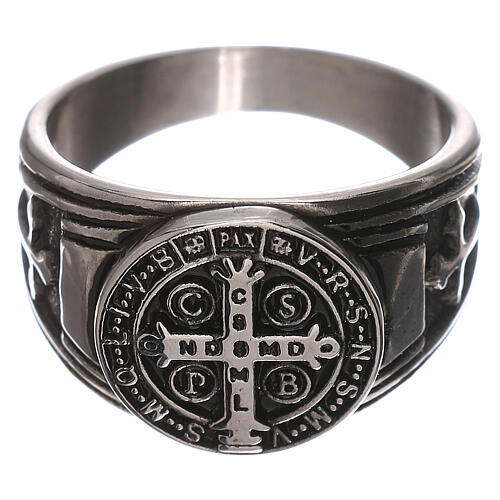 Stainless steel ring Saint Benedict 2