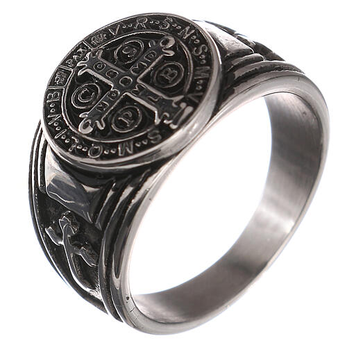 St Benedict ring in stainless steel 1