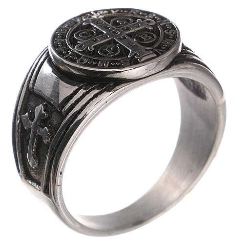 St Benedict ring in stainless steel 4