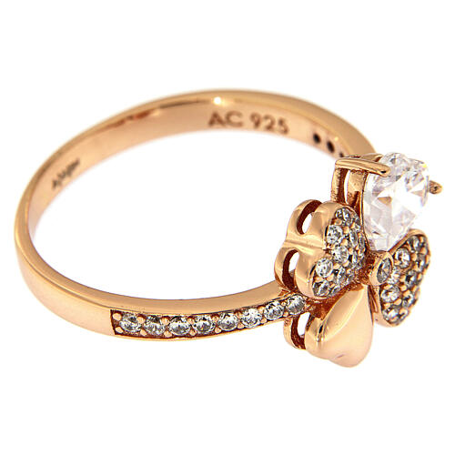 AMEN ring with heart-shaped clover and rhinestones in 925 silve 3