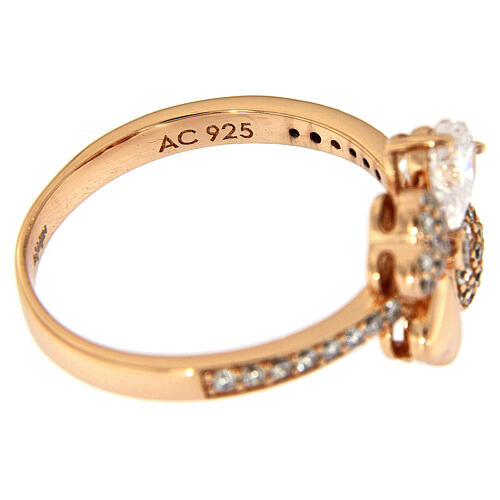 AMEN ring with heart-shaped clover and rhinestones in 925 silve 5