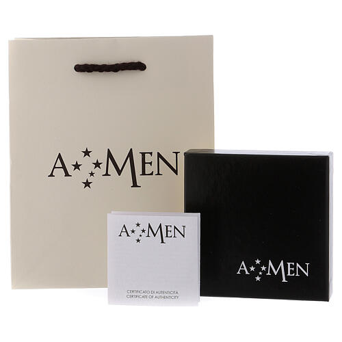 Ring four-leaves clover zircons and 925 rosé silver AMEN 6