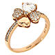 Ring four-leaves clover zircons and 925 rosé silver AMEN s1