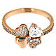 Ring four-leaves clover zircons and 925 rosé silver AMEN s2