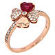 AMEN ring with heart-shaped clover, ruby and rhinestones in 925 silver s1