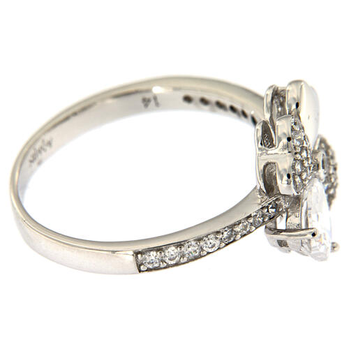 AMEN ring with white clover and rhinestones in 925 silver 3