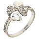 AMEN ring with white clover and rhinestones in 925 silver s1