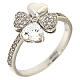 AMEN ring four-leaves clover white zircons 925 silver s1