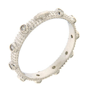 Slim rosary ring in 925 silver with white zircons