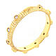 Slim rosary ring, gold plated 925 silver, white zircons s1