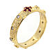 Rosary ring, cross and red zircons, gold plated 925 silver s1