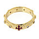 Rosary ring, cross and red zircons, gold plated 925 silver s2