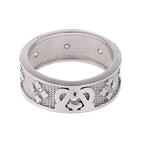 Band ring of Holy Mary, 925 silver and zircons