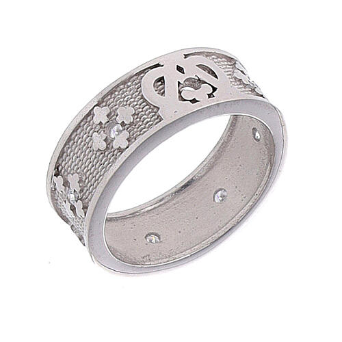 Band ring of Holy Mary, 925 silver and zircons 1