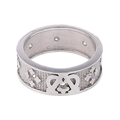 Band ring of Holy Mary, 925 silver and zircons 2