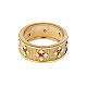 Band ring, Hail Mary, gold plated 925 silver and red zircons s3
